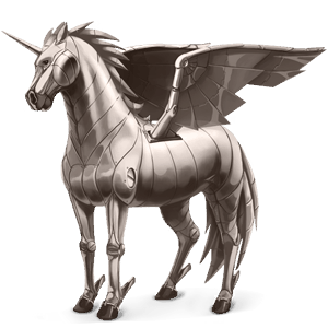 unicorno pony alato  elemento del metallo