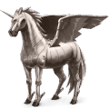 unicorno da corsa alato elemento del metallo