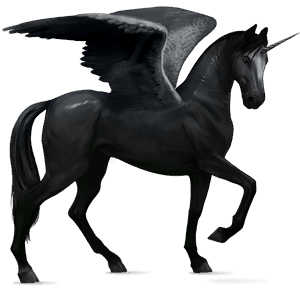 unicorno da corsa alato frisone nero