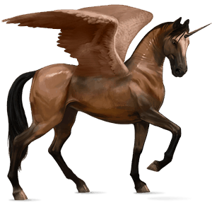unicorno da corsa alato akhal-teke baio