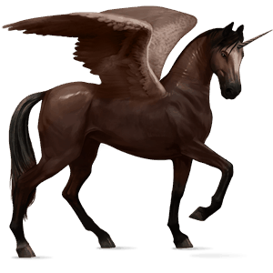 unicorno da corsa alato akhal-teke castano scuro