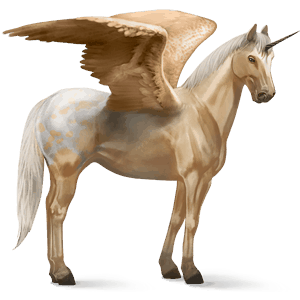 unicorno da corsa alato cremello