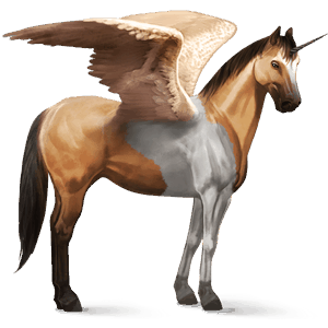 unicorno da corsa alato paint horse tobiano daino
