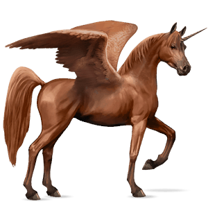 unicorno da corsa alato cavallo arabo castano scuro