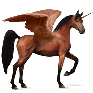 unicorno da corsa alato cavallo arabo castano