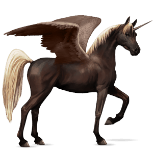 unicorno da corsa alato baio scuro