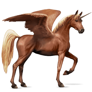unicorno da corsa alato cavallo arabo castano biondo scuro