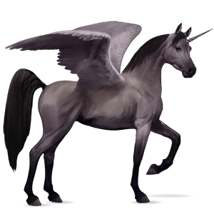 unicorno da corsa alato manto castano