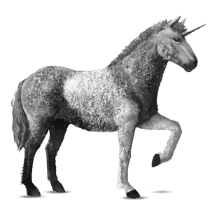unicorno da corsa tobiano grigio pezzato