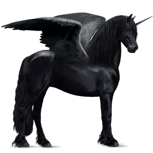 unicorno da corsa alato nero