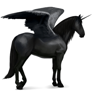unicorno da corsa alato purosangue spagnolo grigio pezzato