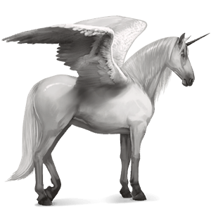 unicorno da corsa alato lusitano grigio chiaro