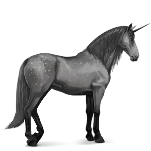 unicorno da corsa grigio pezzato