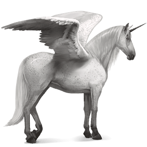unicorno da corsa alato grigio chiaro