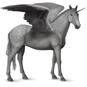 unicorno da corsa alato camargue grigio puntellato