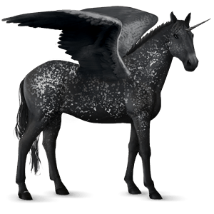 unicorno da corsa alato nero