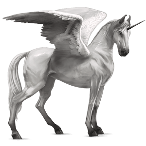 unicorno da corsa alato purosangue spagnolo grigio pezzato