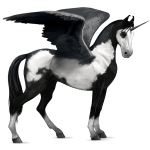 unicorno da corsa alato tobiano baio scuro