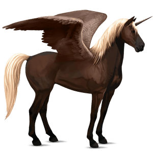 unicorno da corsa alato mustang castano biondo scuro