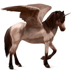 unicorno da corsa alato baio scuro