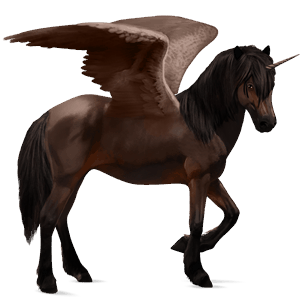 unicorno da corsa alato lusitano baio scuro
