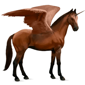 unicorno da corsa alato baio rossastro