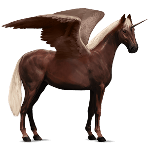 unicorno da corsa alato baio scuro