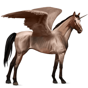 unicorno da corsa alato mustang manto castano maculato