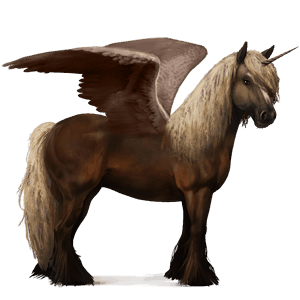 unicorno da corsa alato tobiano castano scuro