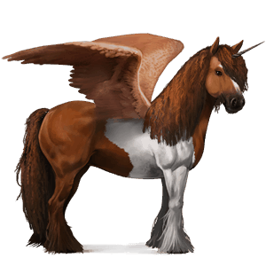 unicorno da corsa alato castano tobiano