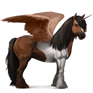 unicorno da corsa alato gypsy vanner tobiano baio