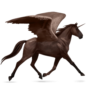 unicorno da corsa alato trottatore francese castano scuro