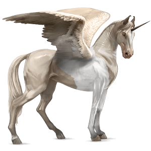 unicorno da corsa alato castano scuro
