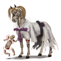 unicorno da corsa grigio pezzato